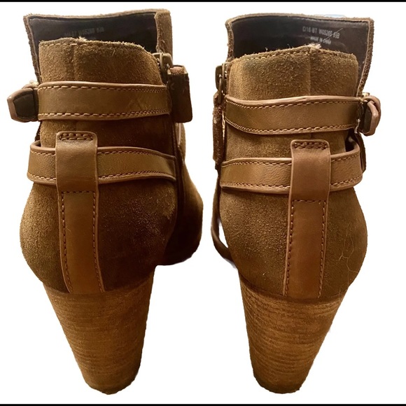 Women’s Cole Haan Designer Belt Booties Tan Suede Ankle Boots Shoes Size 6.5 - Picture 2 of 4